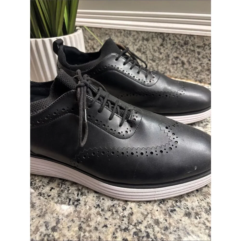 Bruno Marc Men's Black Wingtip Derby with White Sole